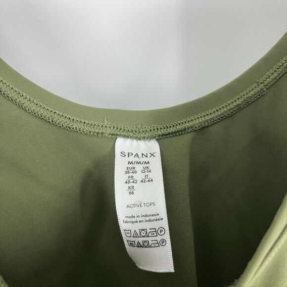 Spanx Tank Top Size Medium Womens Green The Get Moving Fitted Cropped Scoop Neck - Picture 3 of 7